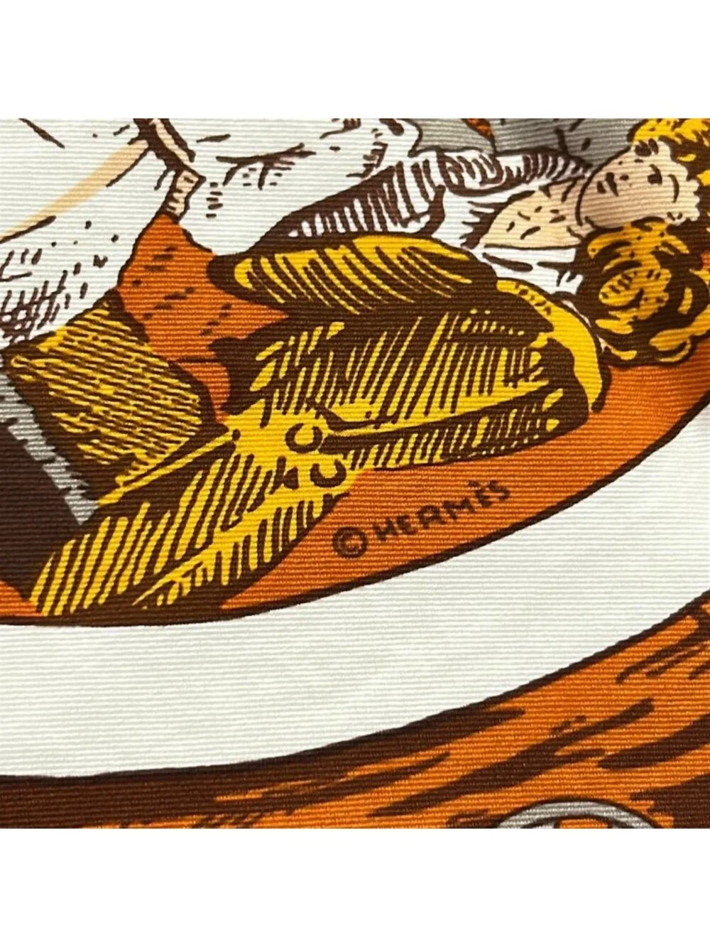 Hermes Scarf Carre 70 Brown Orange Multi - Picture 2 of 6